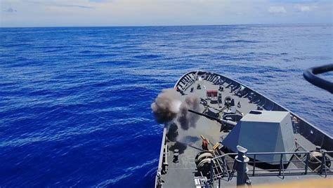 BRP Antonio Luna tests firepower during RIMPAC 2022 live.